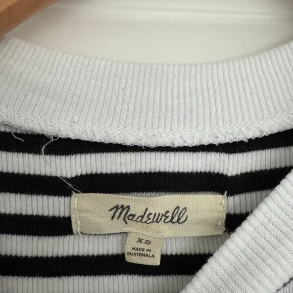 Madewell women’s soft ribbed stretch black & white stripe tee shirt top size XS - Picture 3 of 3
